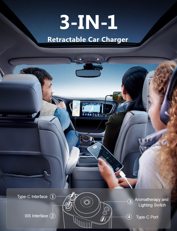 شارژر فندکی خودرو 45 وات 5 کاره مدل D1 STARLIGHT CAR CHARGER D1