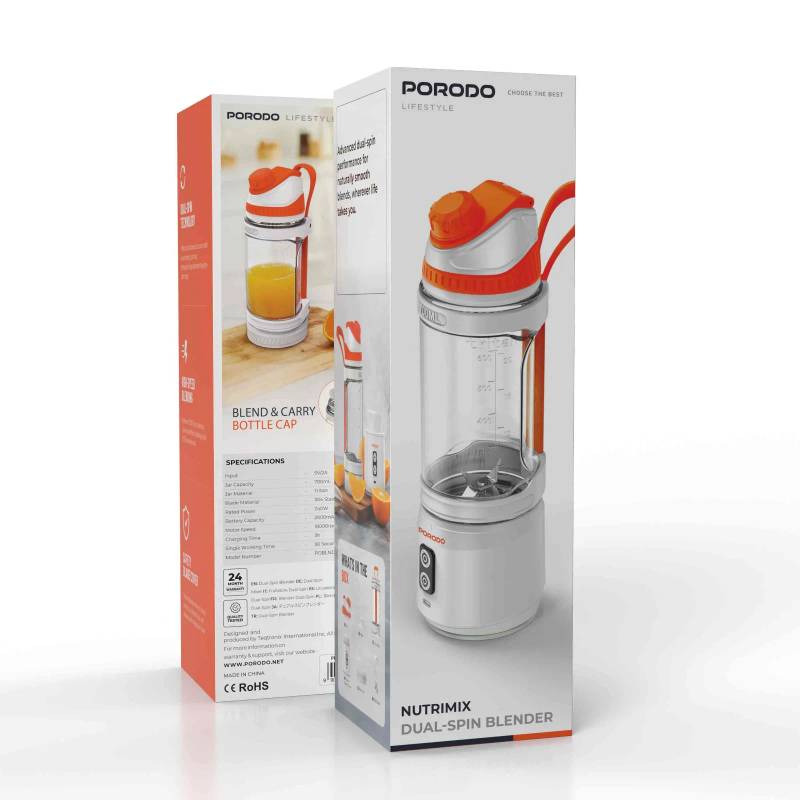 مخلوط‌کن مسافرتی و قابل حمل Porodo مدل Nutrimix Dual-Spin Blender   | همراه همیشگی سبک زندگی سالم