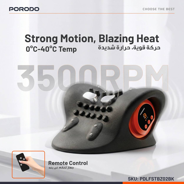 ماساژور بالش گردنی گرمشونده Porodo مدل STBZ02 | آرامش گردن و شانهها در خانه، محل کار و سفر