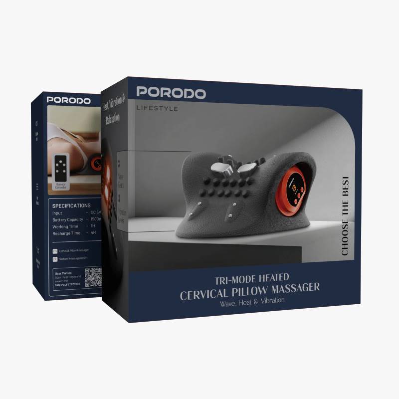 ماساژور بالش گردنی گرم‌شونده Porodo مدل STBZ02 | آرامش گردن و شانه‌ها در خانه، محل کار و سفر