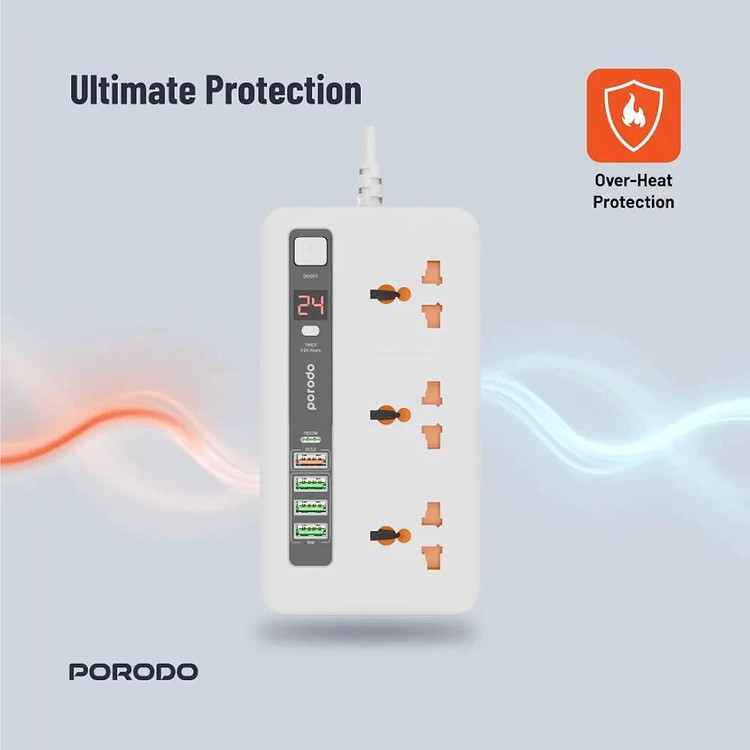 چندراهی و هاب شارژ هوشمند Porodo مدل PD-FWCH013 | مدیریت کامل برق و شارژ در یک دستگاه