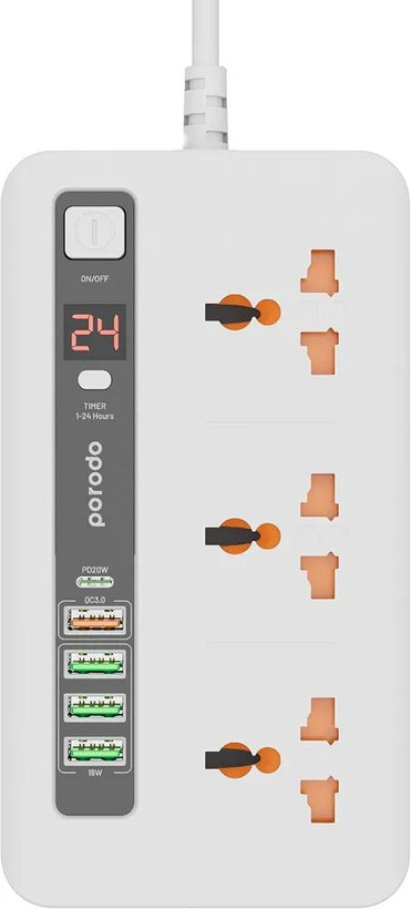 چندراهی و هاب شارژ هوشمند Porodo مدل PD-FWCH013 | مدیریت کامل برق و شارژ در یک دستگاه