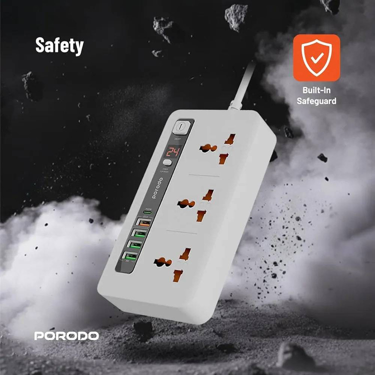 چندراهی و هاب شارژ هوشمند Porodo مدل PD-FWCH013 | مدیریت کامل برق و شارژ در یک دستگاه