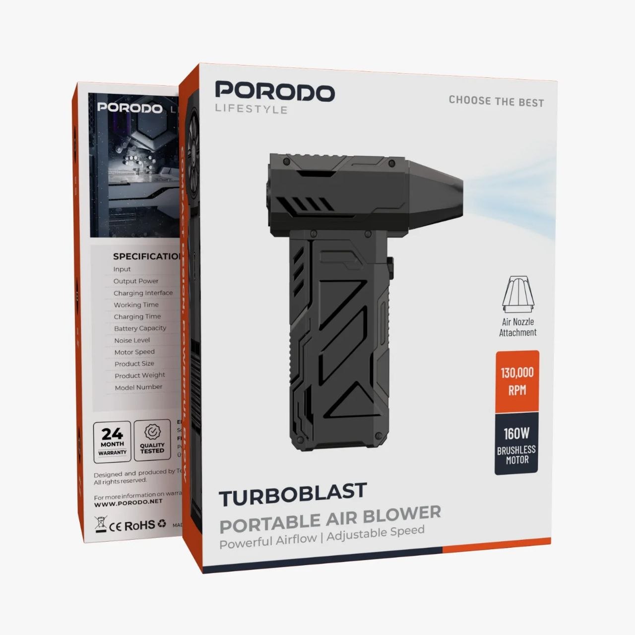 جت فن قدرتمند شارژی و قابل حمل Porodo Lifestyle TurboBlast مدل PDADUS