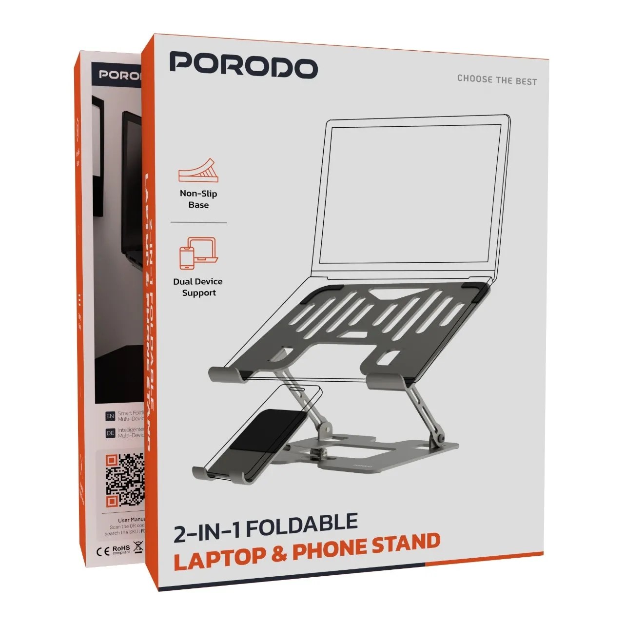 پایه و استند ۲ کاره لپ‌تاپ و گوشی Porodo مدل PDHSM09