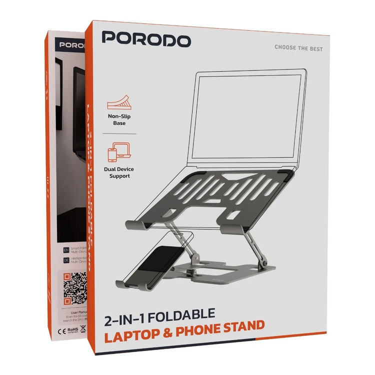 پایه و استند ۲ کاره لپتاپ و گوشی Porodo مدل PDHSM09