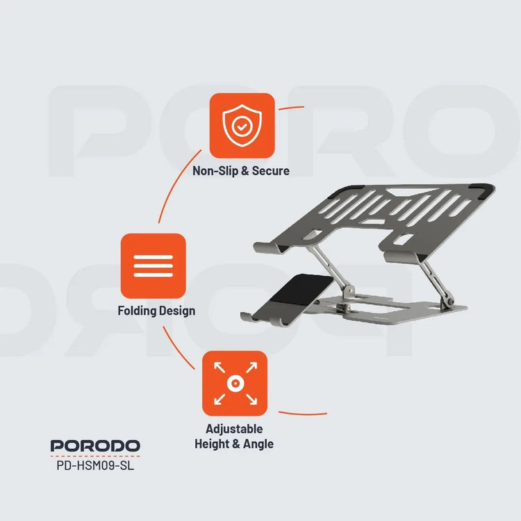 پایه و استند ۲ کاره لپتاپ و گوشی Porodo مدل PDHSM09